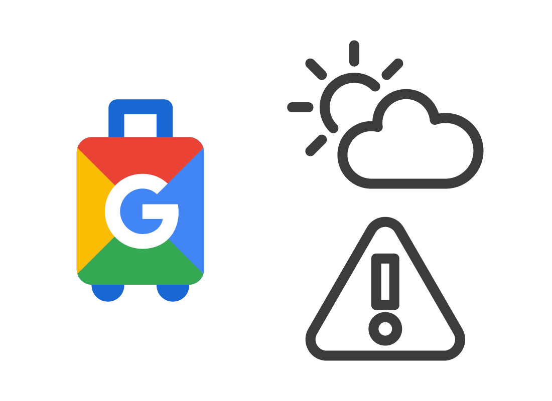 The Google Travel icon with icons for weather and news