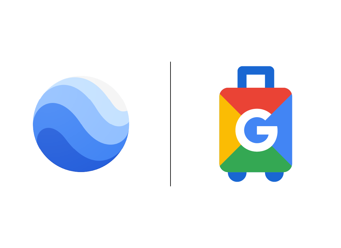 The Google Earth and Google Travel app icons