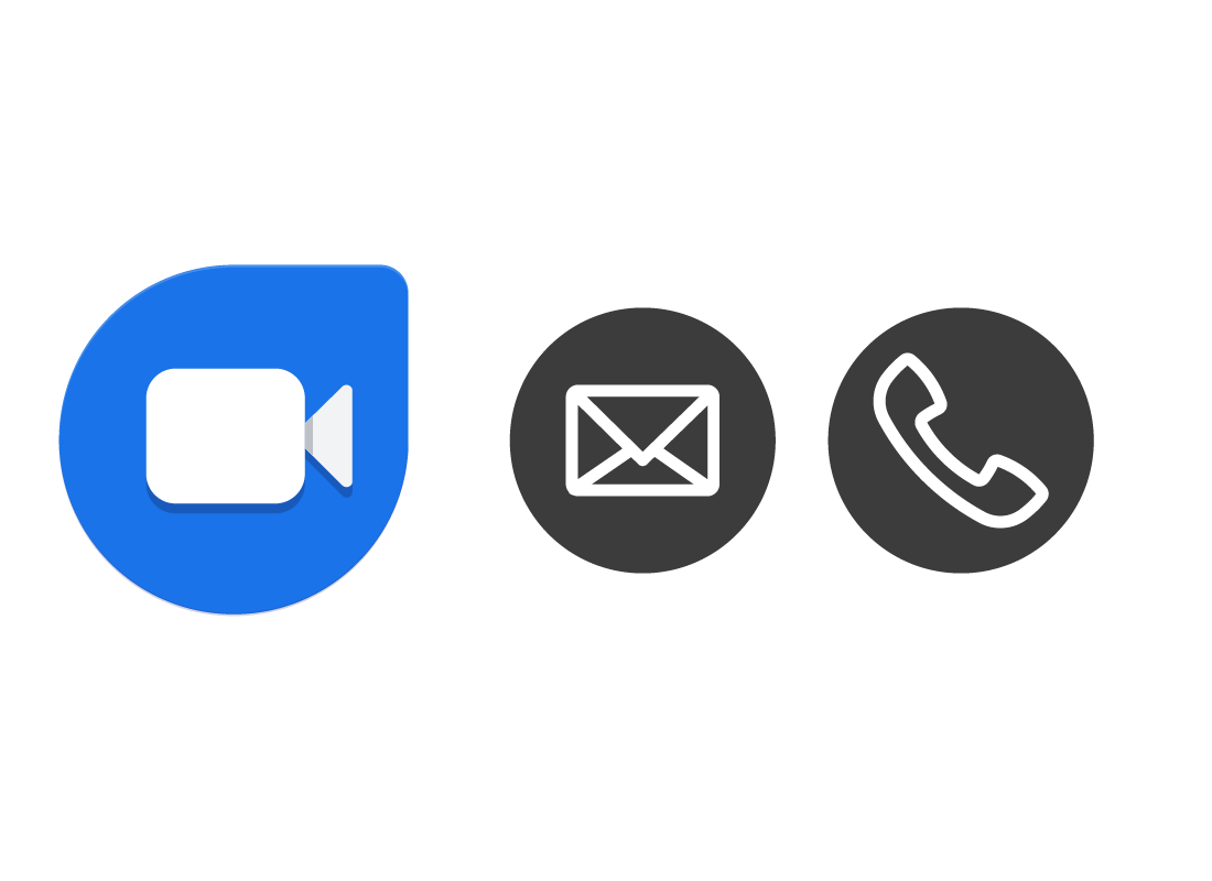 The Google Duo icon with an email and phone number icon
