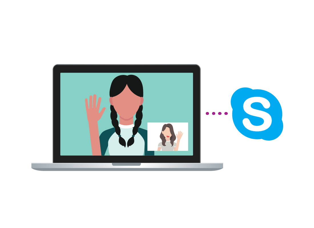 A video chat underway using Skype