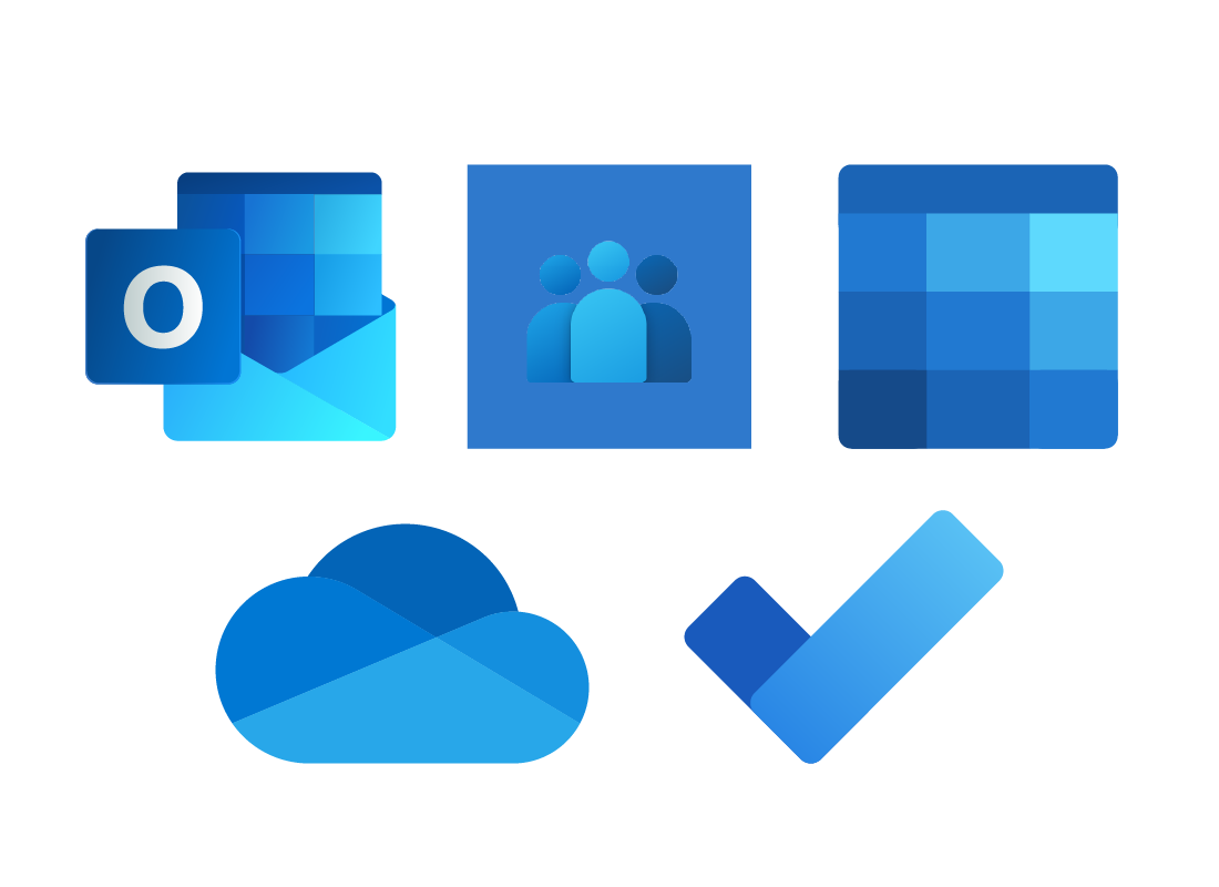 A range of Microsoft app logos