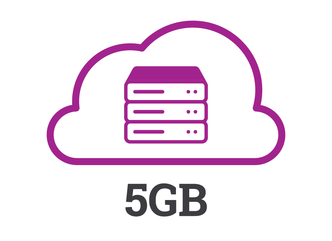 A cloud with 5GB of storage in it