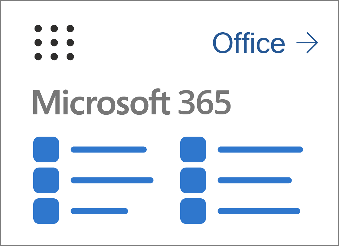 App grid icon with list of 365 apps under it