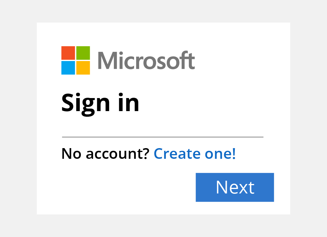 The microsoft sign in screen