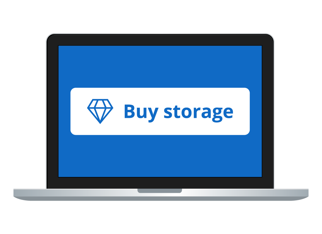 Laptop displaying a buy storage option
