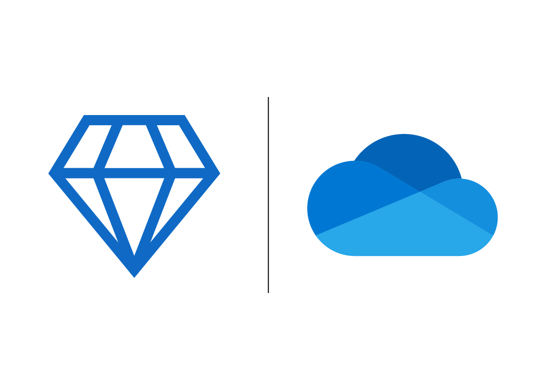 The diamond logo and the OneDrive cloud