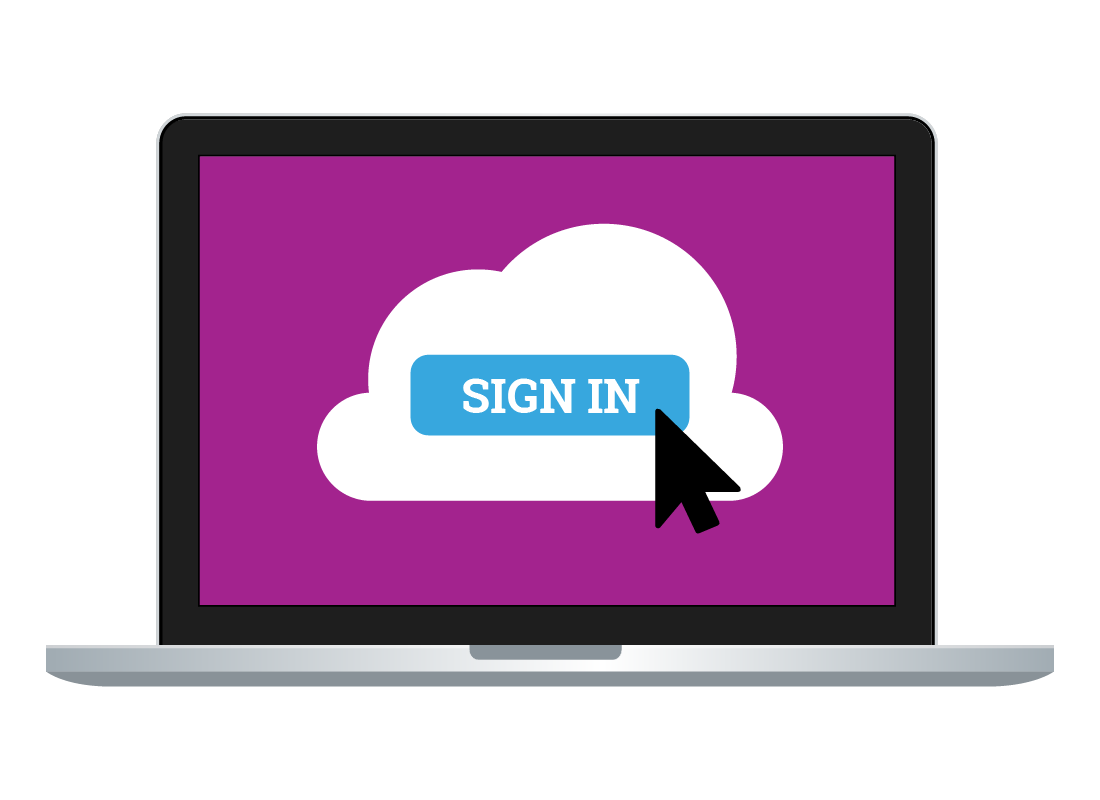 signing into a cloud service on a laptop