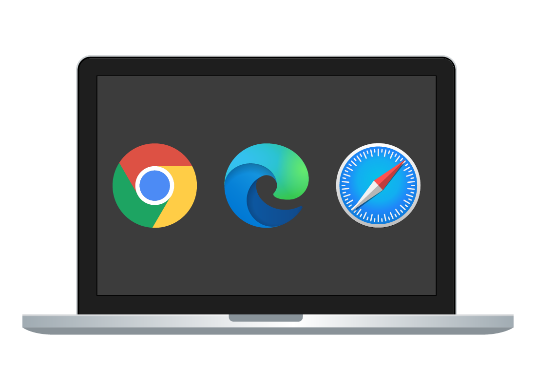 laptop displaying various browser logos