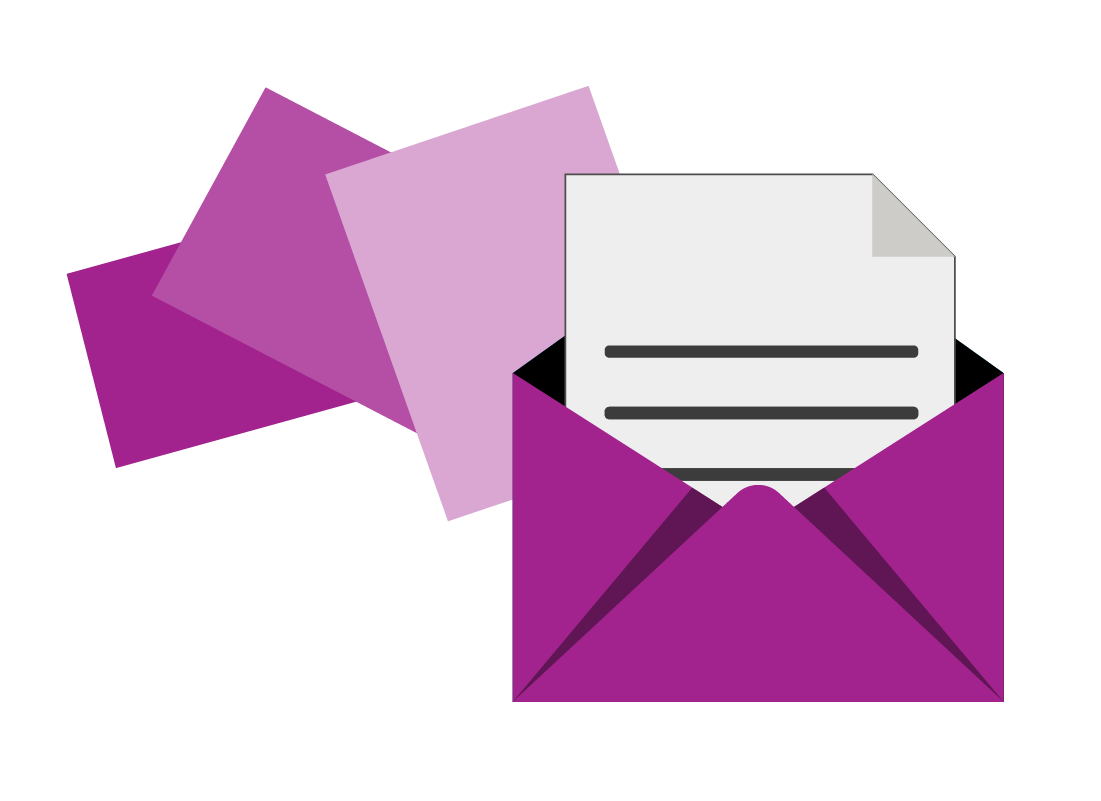 An illustration of correspondence and an envelope.