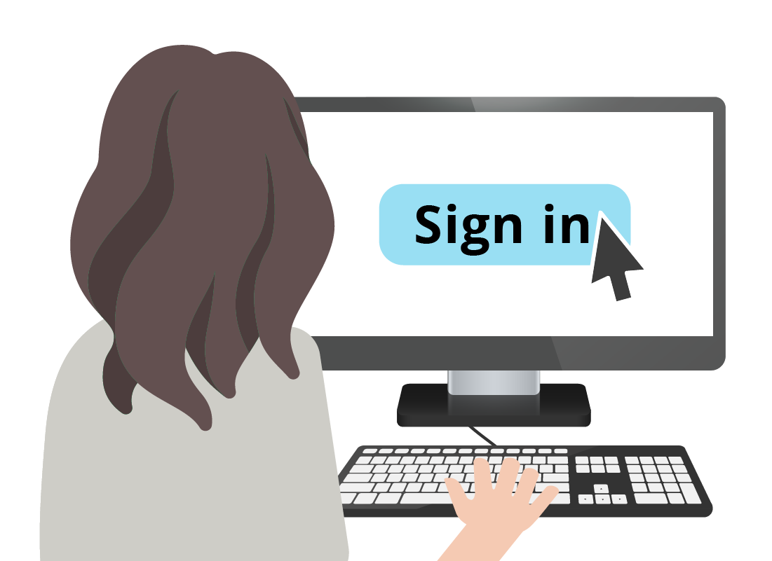 An illustration of a lady using her computer to sign in to myGov