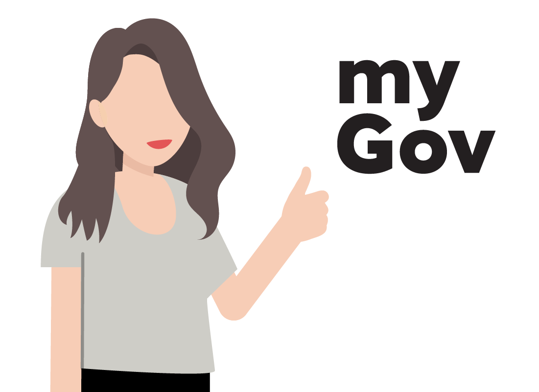An illustration of a lady giving myGov the thumbs up