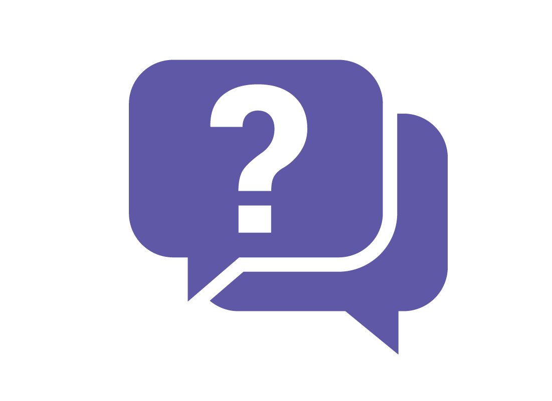 An illustration of two speech bubbles with a question mark