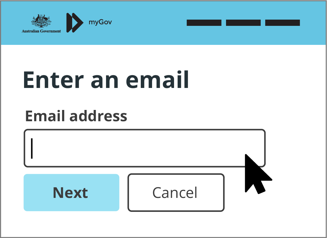 The email address box on the myGov form.