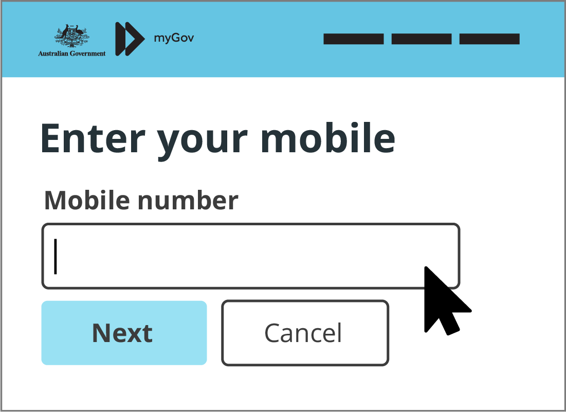The Enter your mobile text field on myGov