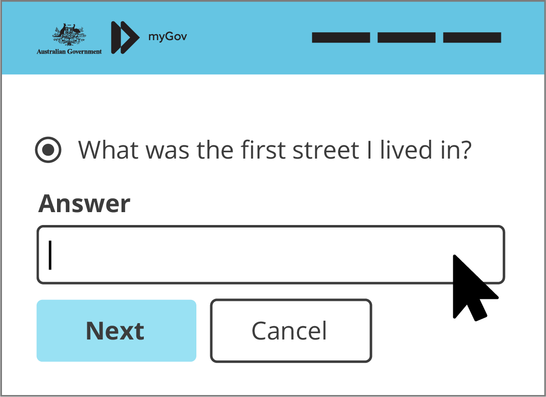 A secret question from the myGov website.