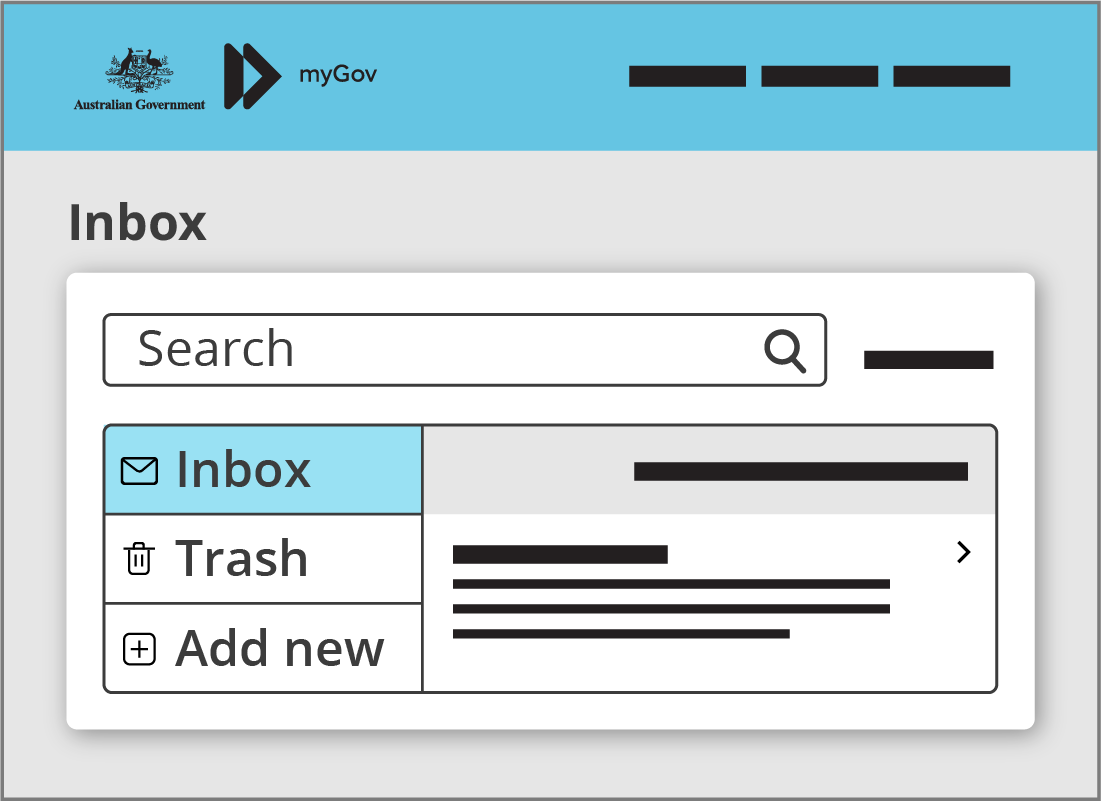 The Inbox section of a myGov account.