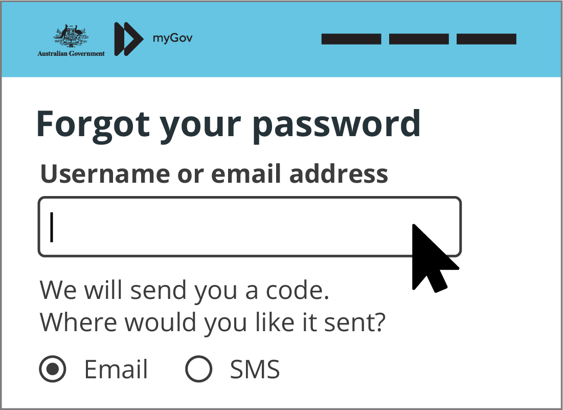 The Forgot your password panel on myGov.
