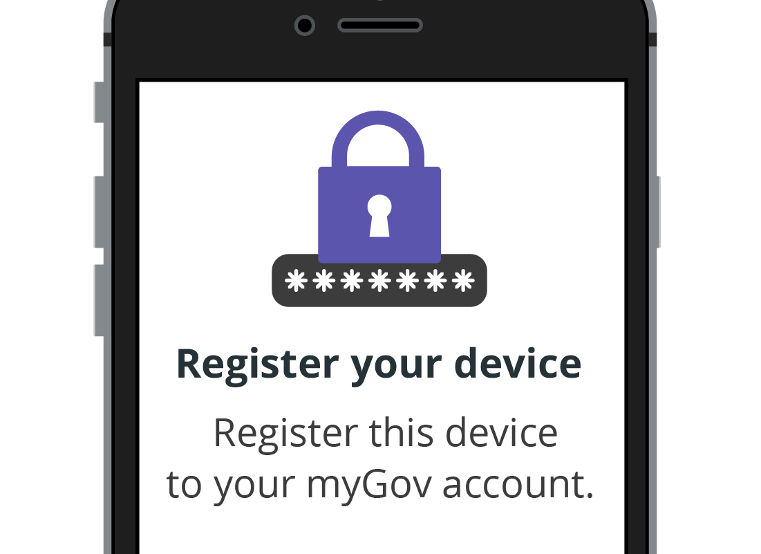 The Register your device screen on the myGov Code Generator app.