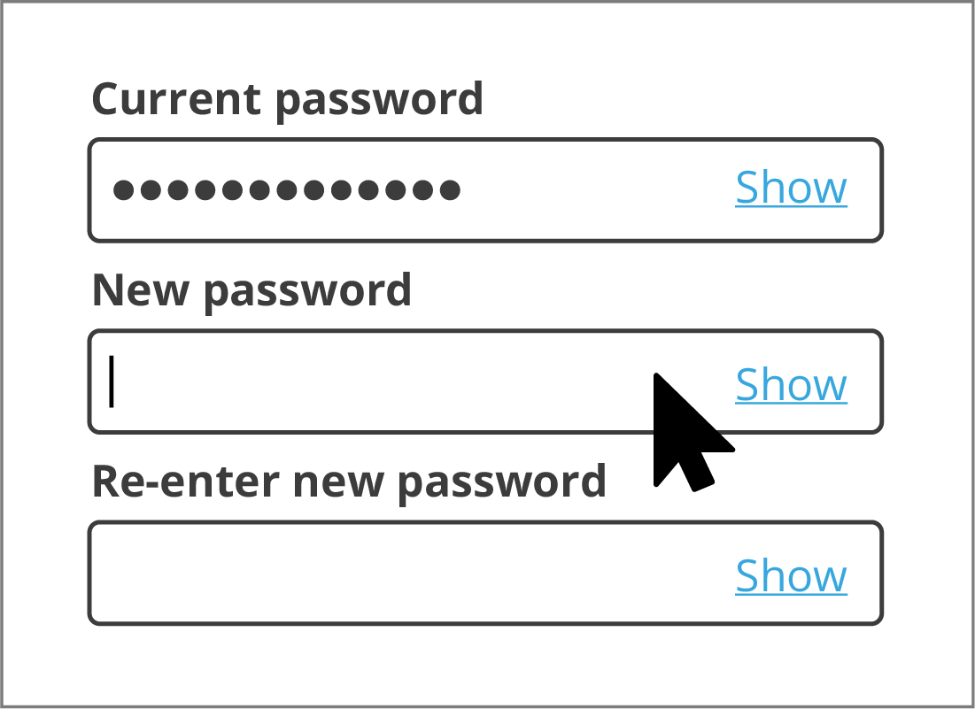 The myGov Password Edit text fields.