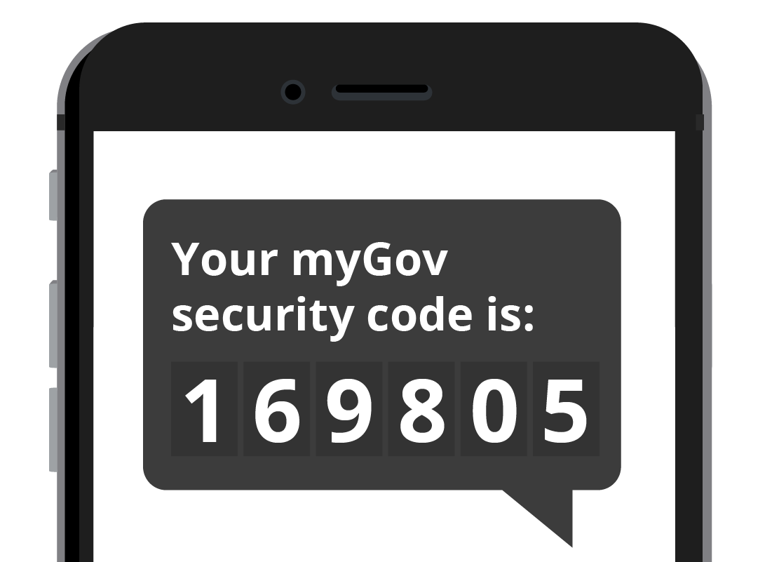 A mobile phone with a message from myGov