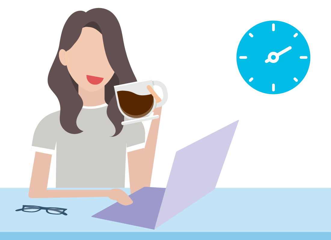 An illustration of lady working from home on her computer