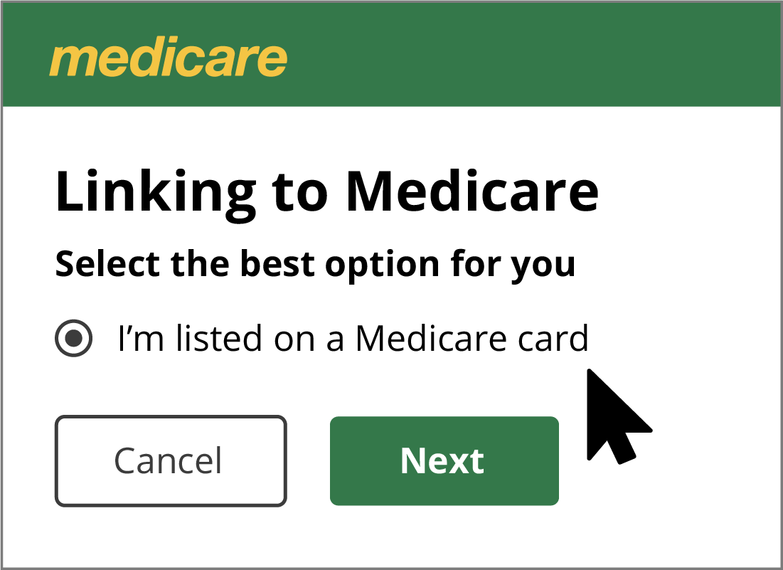 The Linking to Medicare option panel
