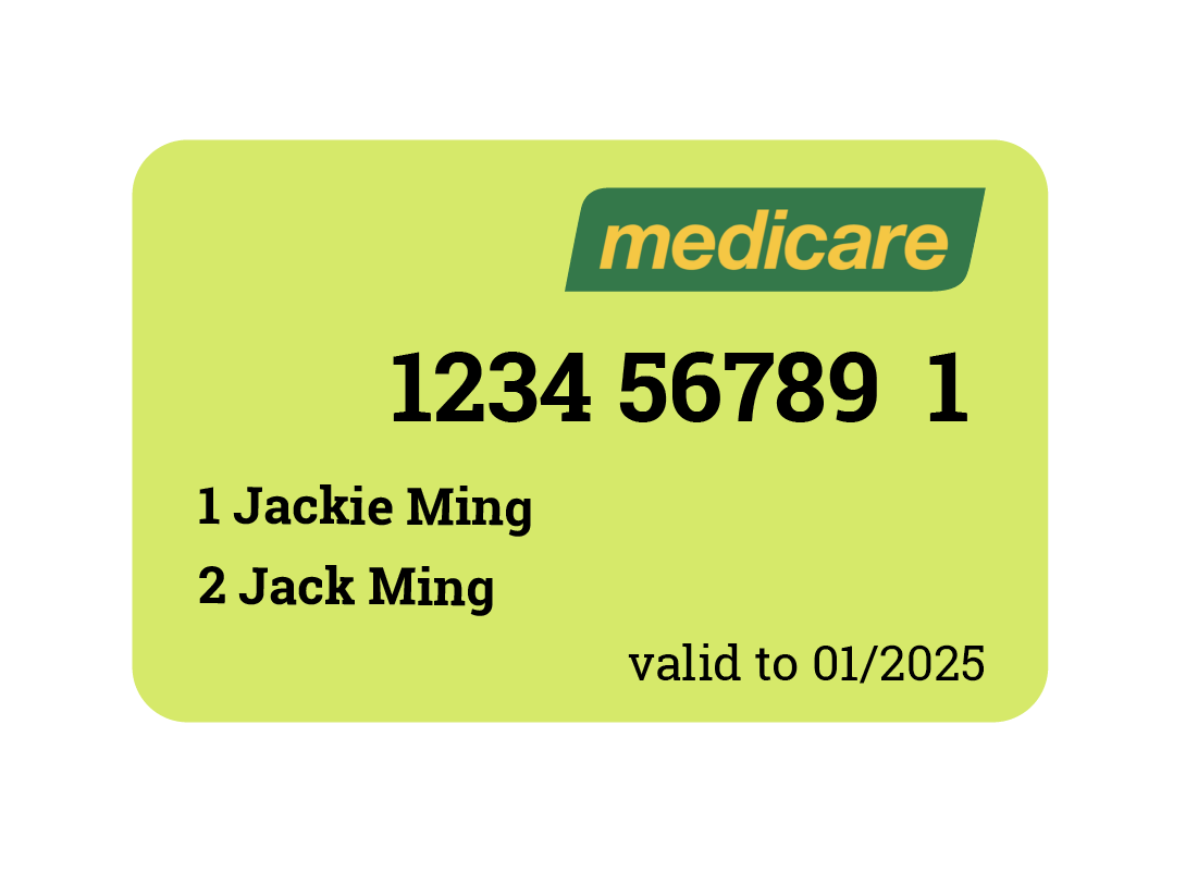Our example Medicare card showing two names on a Medicare card