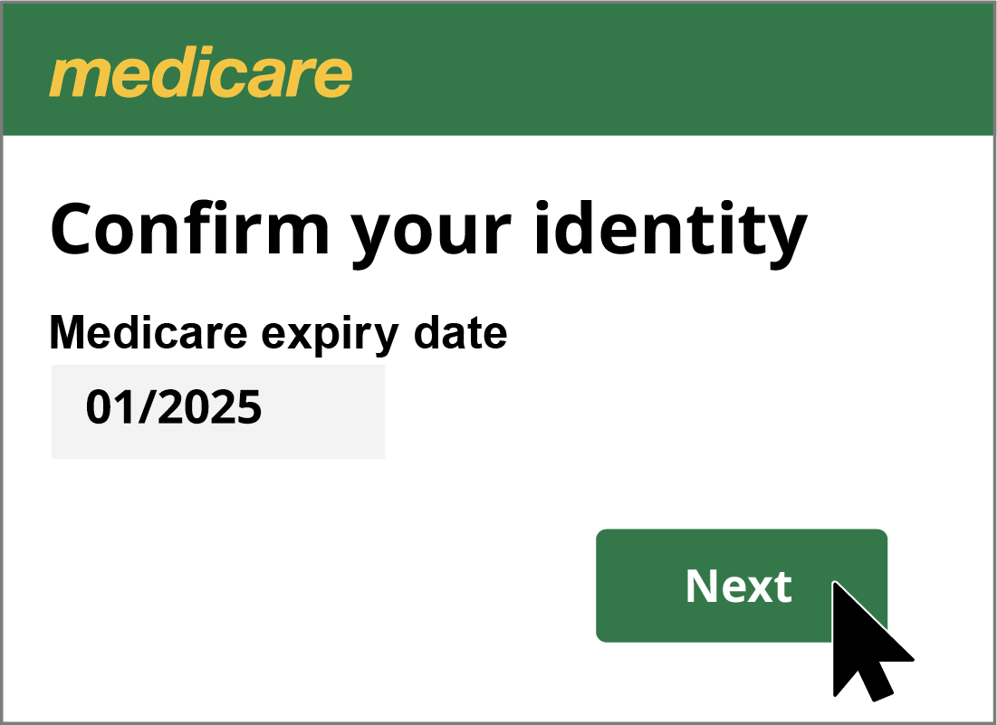The Medicare Confirm your identity panel