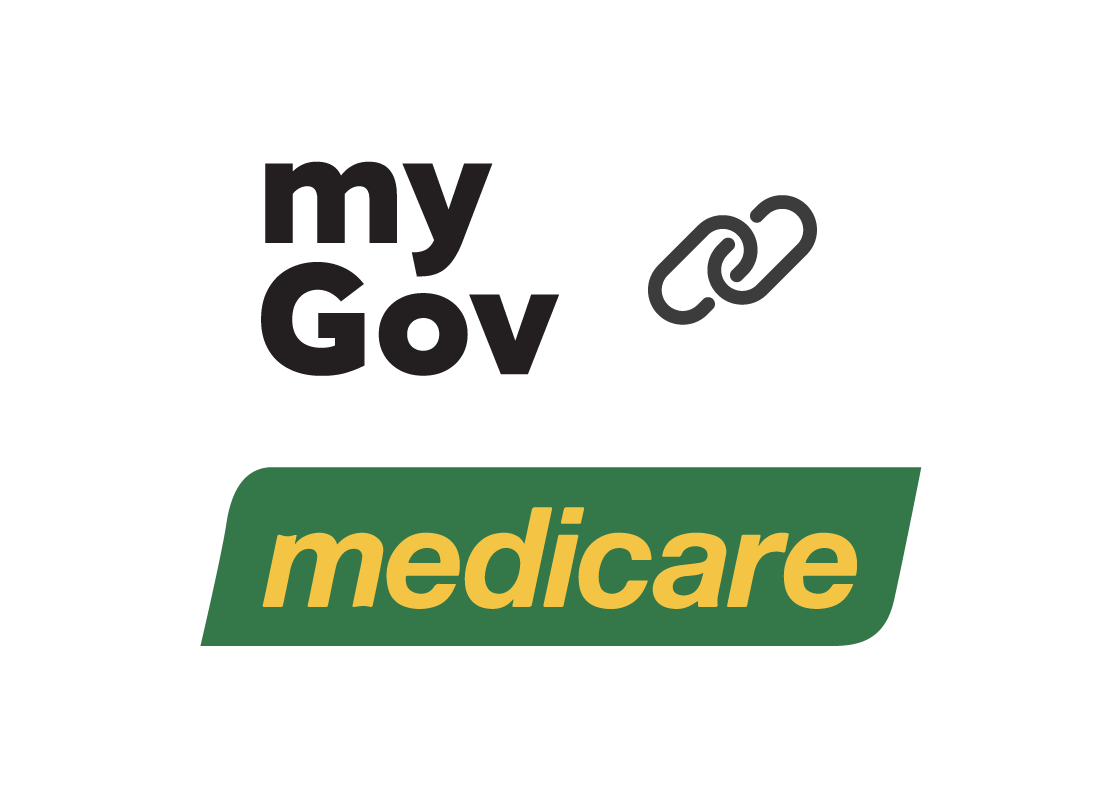 The myGov logo being linked to the medicare logo