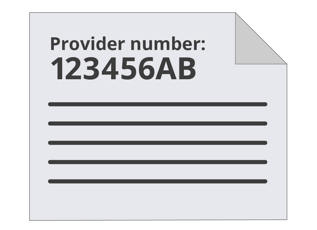 Copy or receipt displaying doctor's provider number