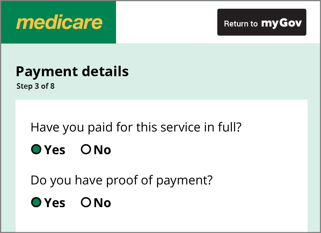 The Medicare Payment details panel
