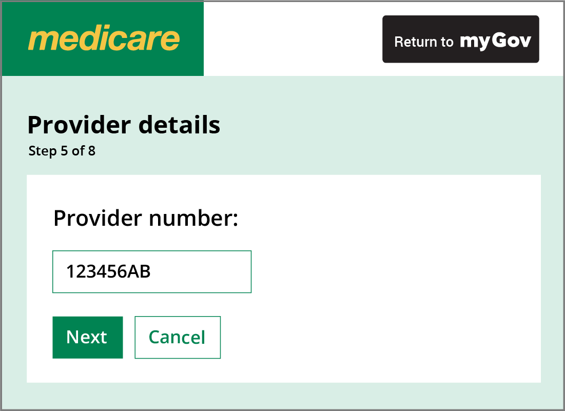 Medicare claim with the provider number entered correctly