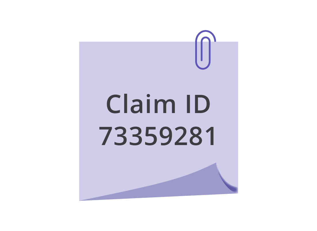 An illustration of a post it note with a claim ID recorded