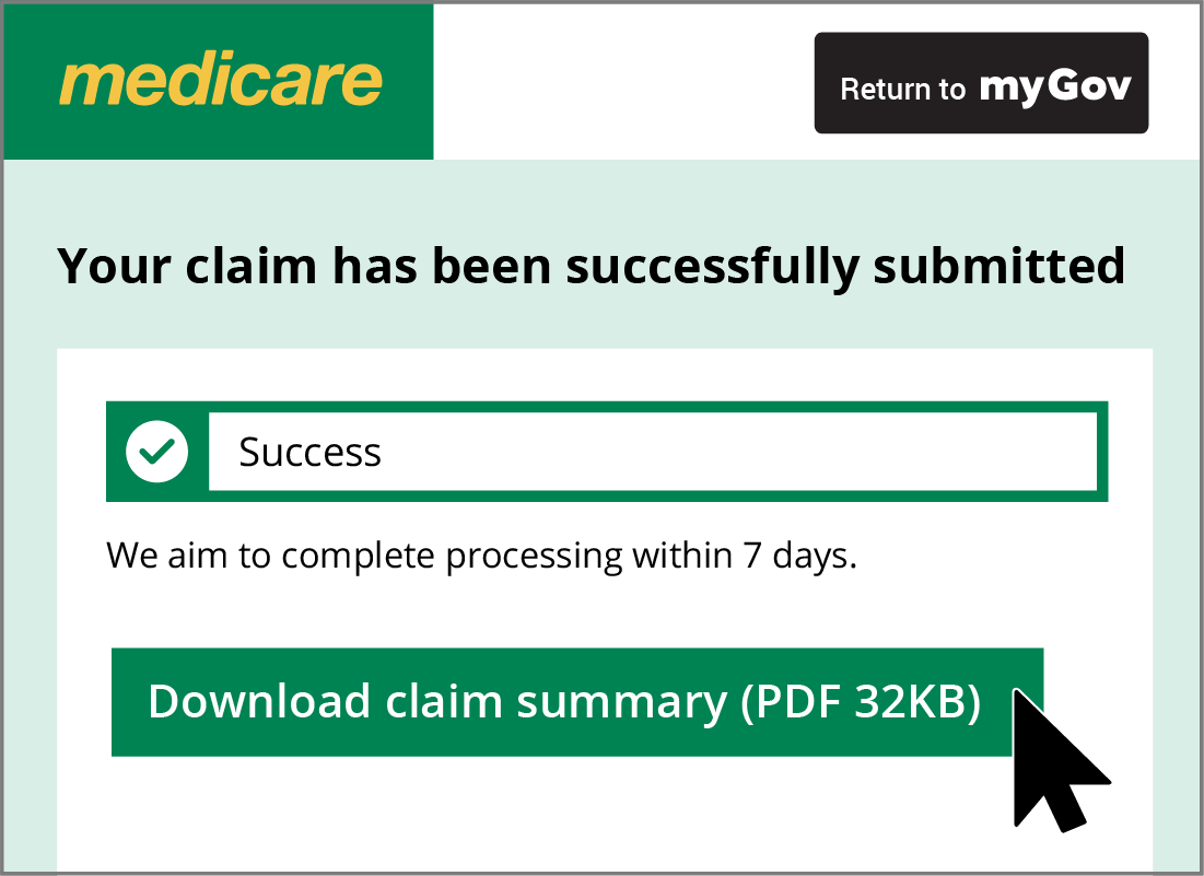 The Medicare Download claim summary button
