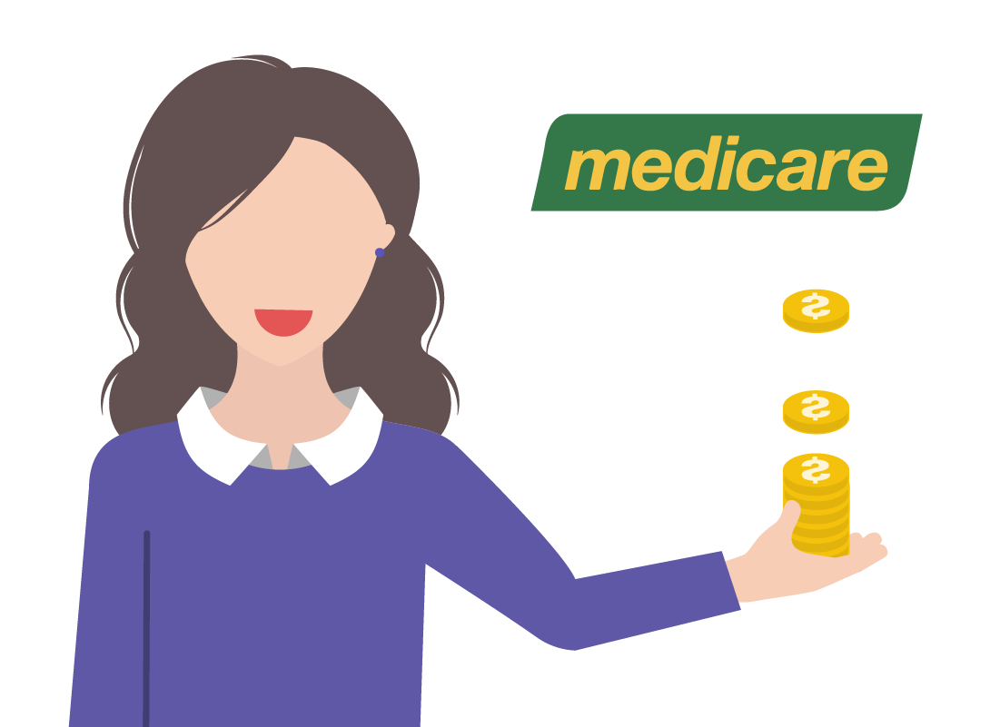 An illustration of Julie holding her Medicare rebate money