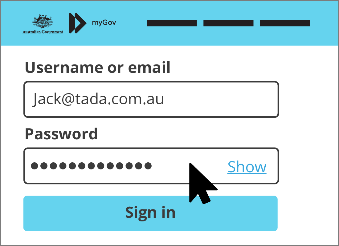 myGov sign in screen