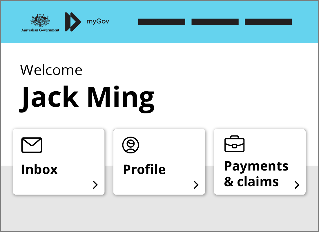 myGov home screen example