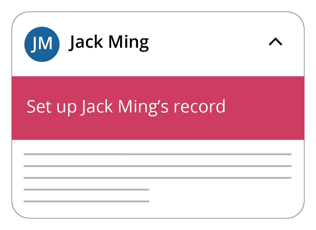 The Set up record menu option on My Health Record