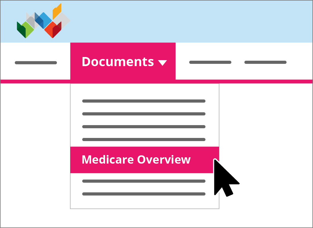 The Medicare Overview menu option on My Health Record
