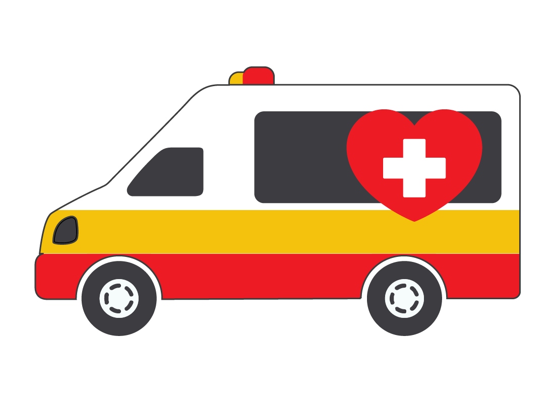 An illustration of an ambulance indicating an emergency situation