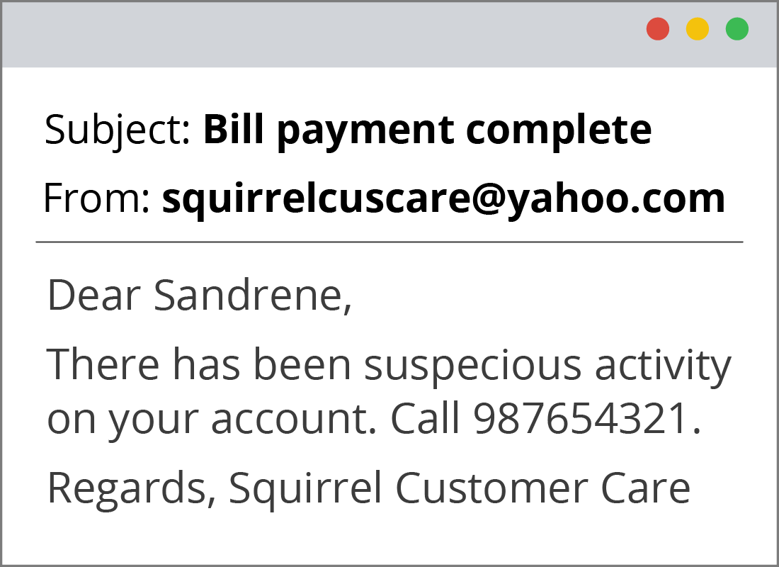 A fake email from a scammer