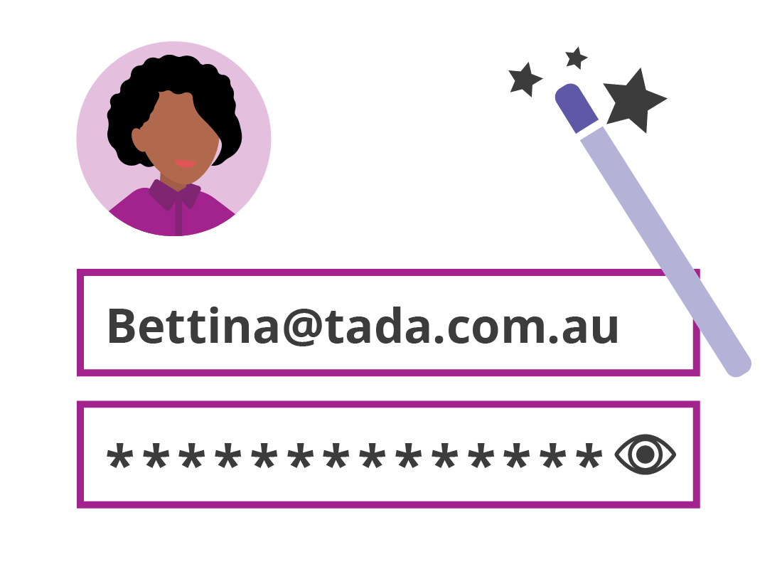 Bettina updating her login details