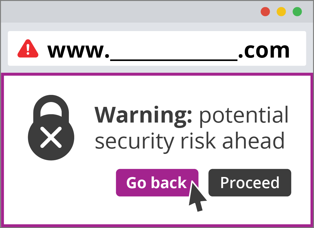 message about a risky website from the antivirus software