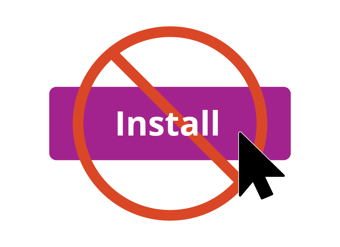 An install icon with a cross through it