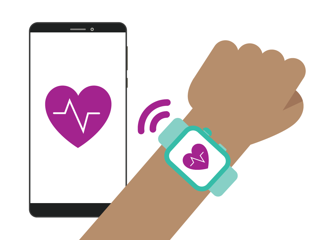smart phone and smart watch on a wrist