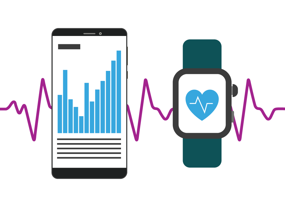 smart phone and smart watch displaying health information
