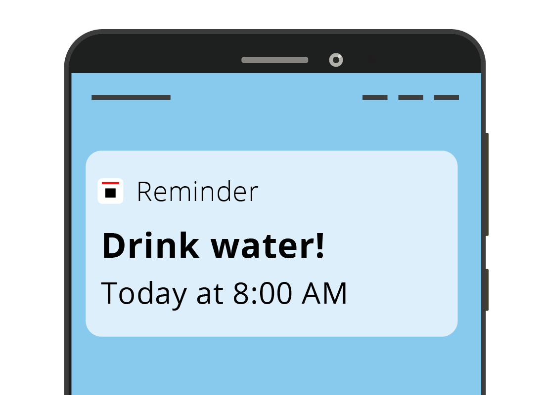 a reminder on a smart phone to drink more water