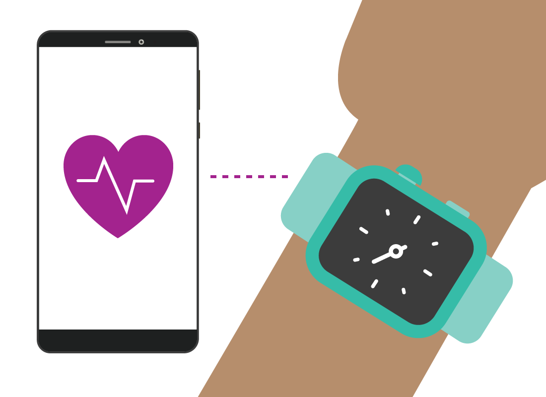 data shared between a device and a smart watch