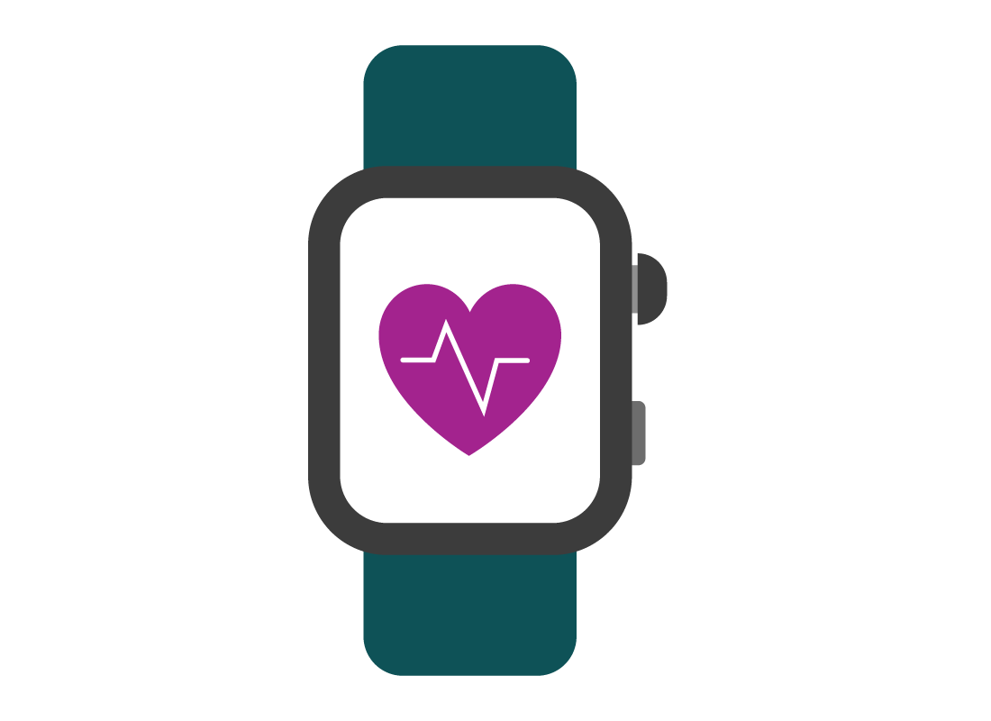 smart watch with a heart beat on the screen