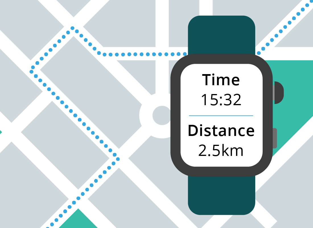 smart watch displaying map directions